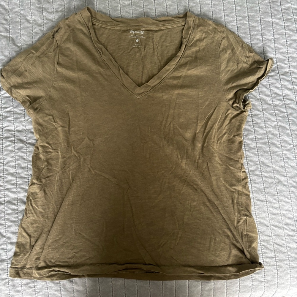 Madewell Olive Short Sleeve V-Neck Tee